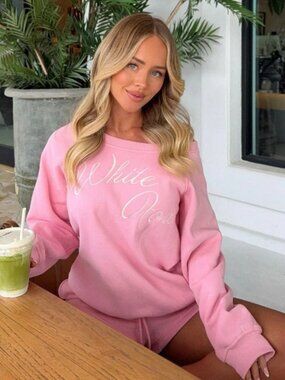 White Fox • Lucky Thirteen Elsa Off Shoulder Sweater Sweatshirt Pink NWT XS/S